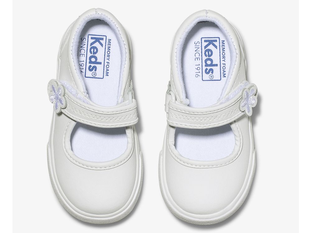 Keds Ella Mary Jane Lær Sneakers Jente Hvite | NO-50502