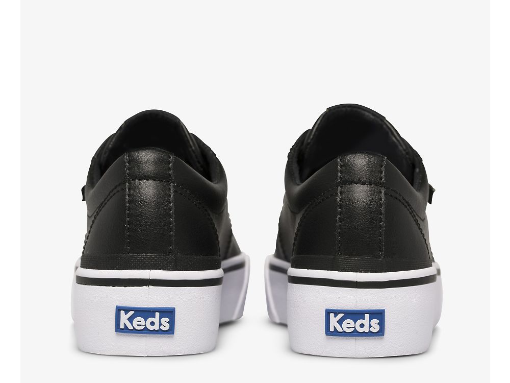 Keds Jump Kick Duo Lær Lær Sneakers Dame Svarte | NO-88140