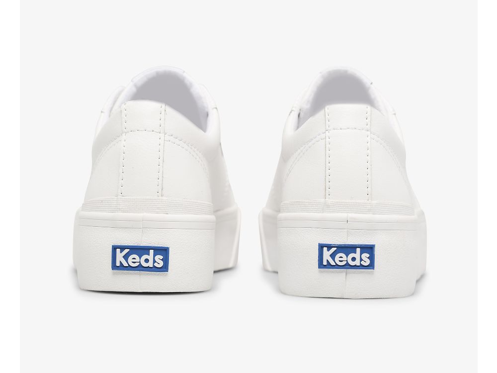 Keds Jump Kick Duo Lær Platform Sneakers Dame Hvite | NO-68450