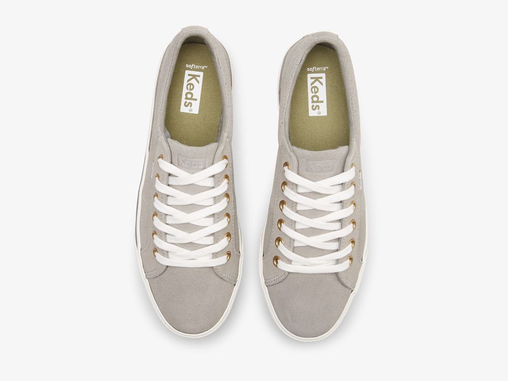 Keds Jump Kick Duo Semsket Skinn Snøresko Dame Grå | NO-80337