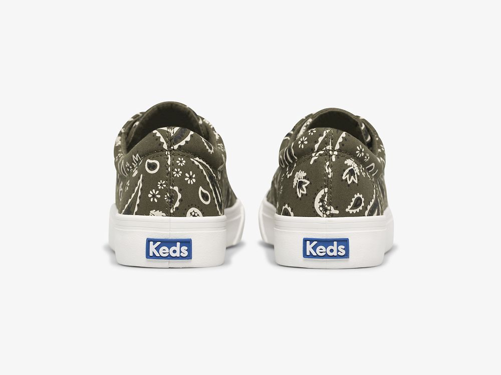 Keds Jump Kick Feat. Organic Bandana Snøresko Dame Olivengrønne | NO-01399