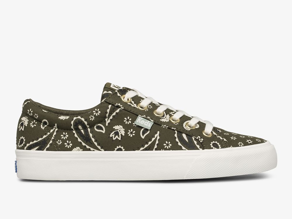 Keds Jump Kick Feat. Organic Bandana Snøresko Dame Olivengrønne | NO-01399