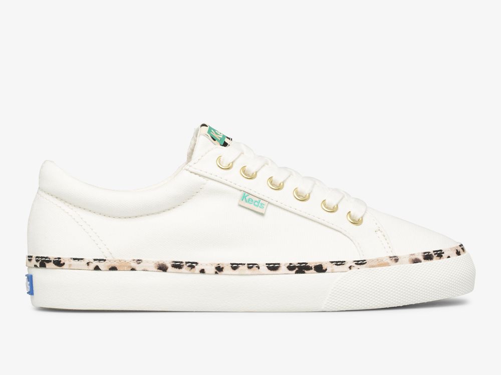 Keds Jump Kick Leopard Pop Canvas Snøresko Dame Pisket Krem | NO-67971