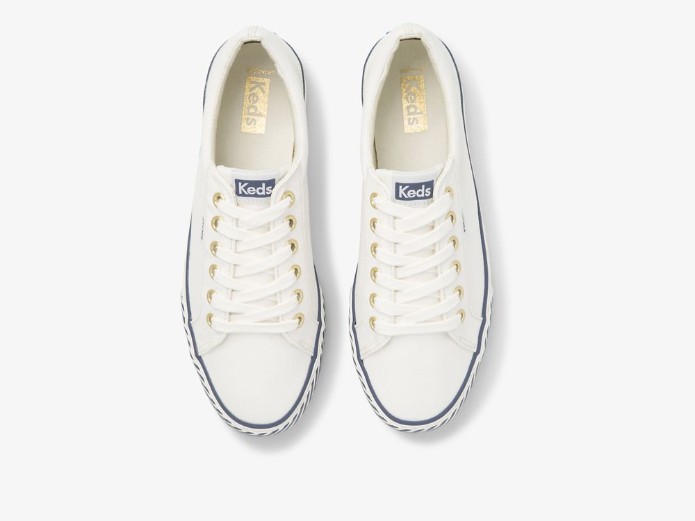 Keds Jump Kick Majestic Canvas Snøresko Dame Hvite | NO-44587