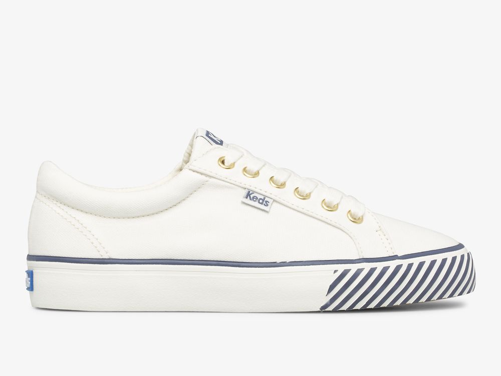 Keds Jump Kick Majestic Canvas Snøresko Dame Hvite | NO-44587