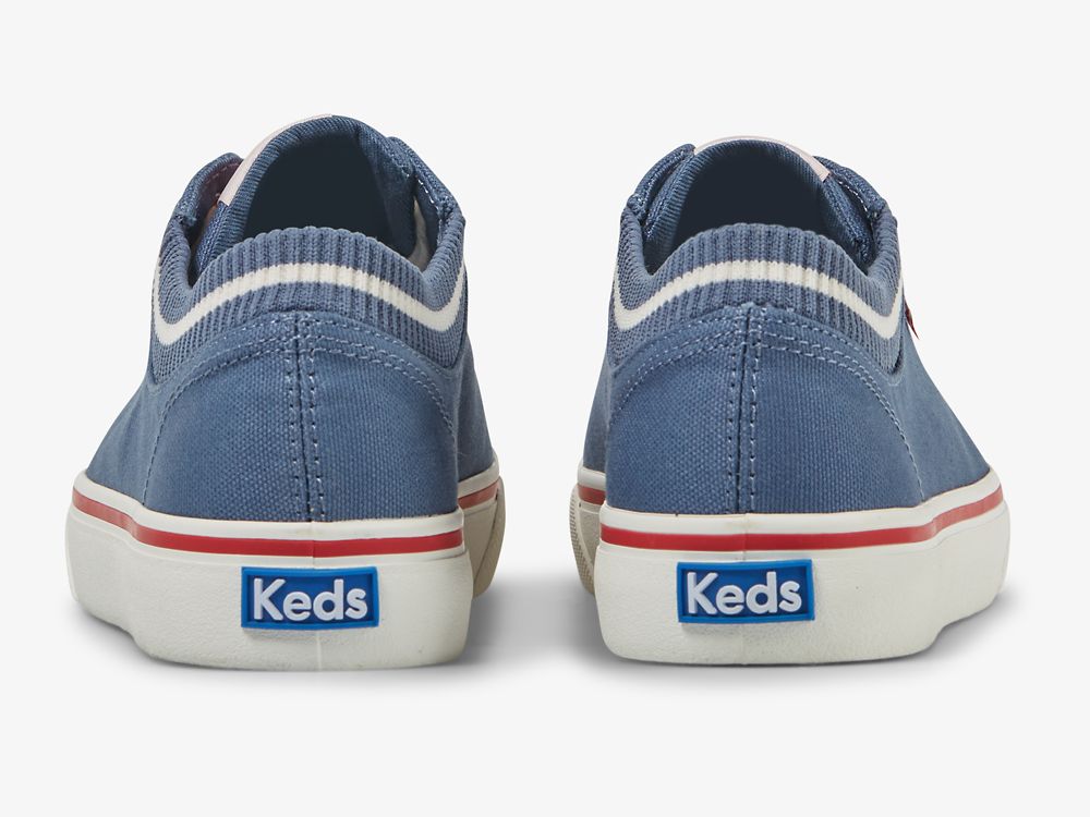 Keds Jump Kick Rib Knit Collar Snøresko Dame Marineblå Hvite | NO-73041