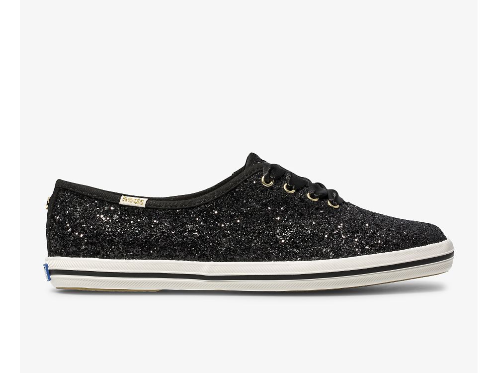 Keds Kate Spade New York Champion Glitter Snøresko Dame Svarte | NO-32858