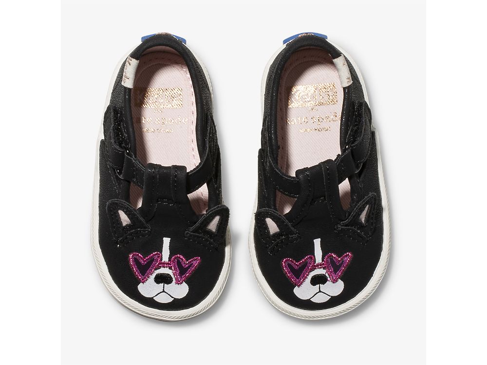 Keds Kate Spade New York Champion T-strap Francois Lær Sneakers Jente Svarte | NO-11043