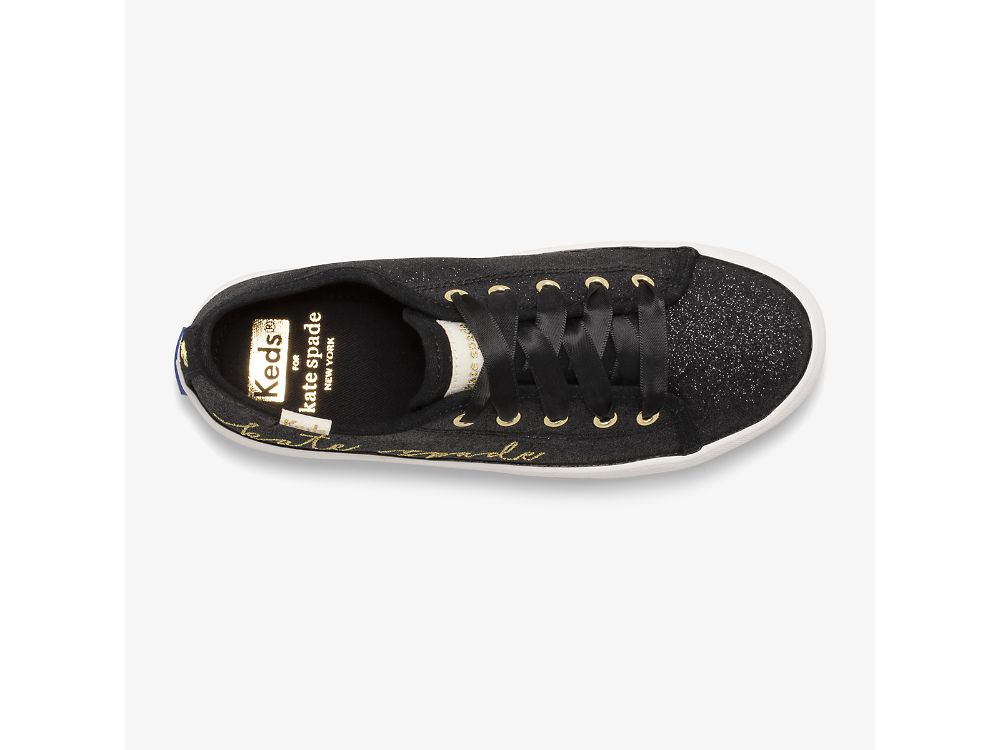 Keds Kate Spade New York Kickstart Glitter Joggesko Jente Svarte | NO-03720