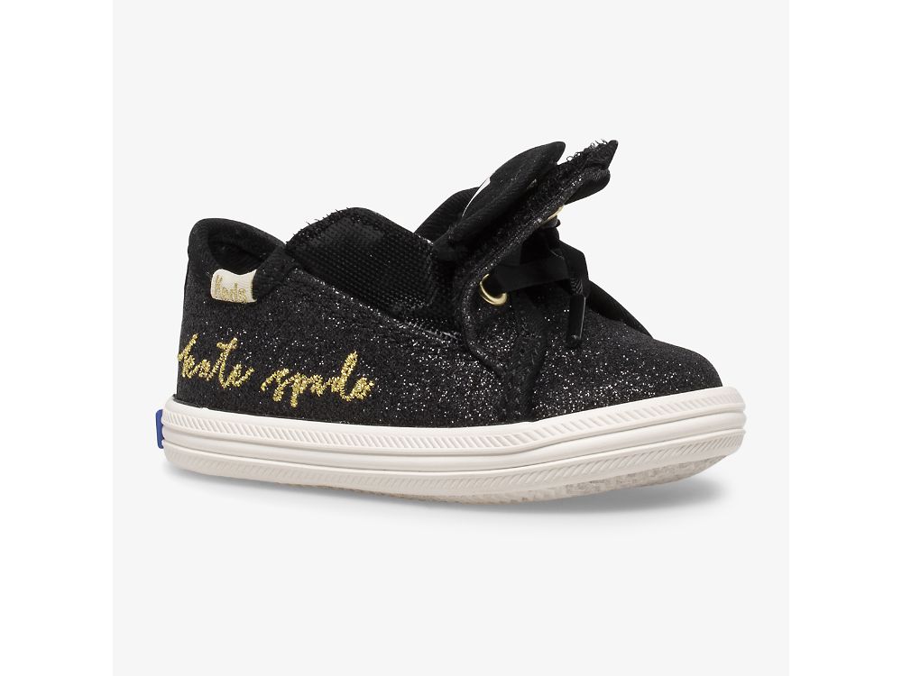 Keds Kate Spade New York Kickstart Glitter Crib Joggesko Jente Svarte | NO-33465