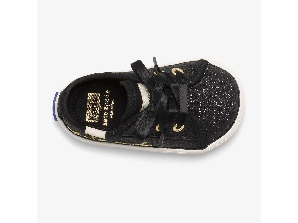 Keds Kate Spade New York Kickstart Glitter Crib Joggesko Jente Svarte | NO-33465