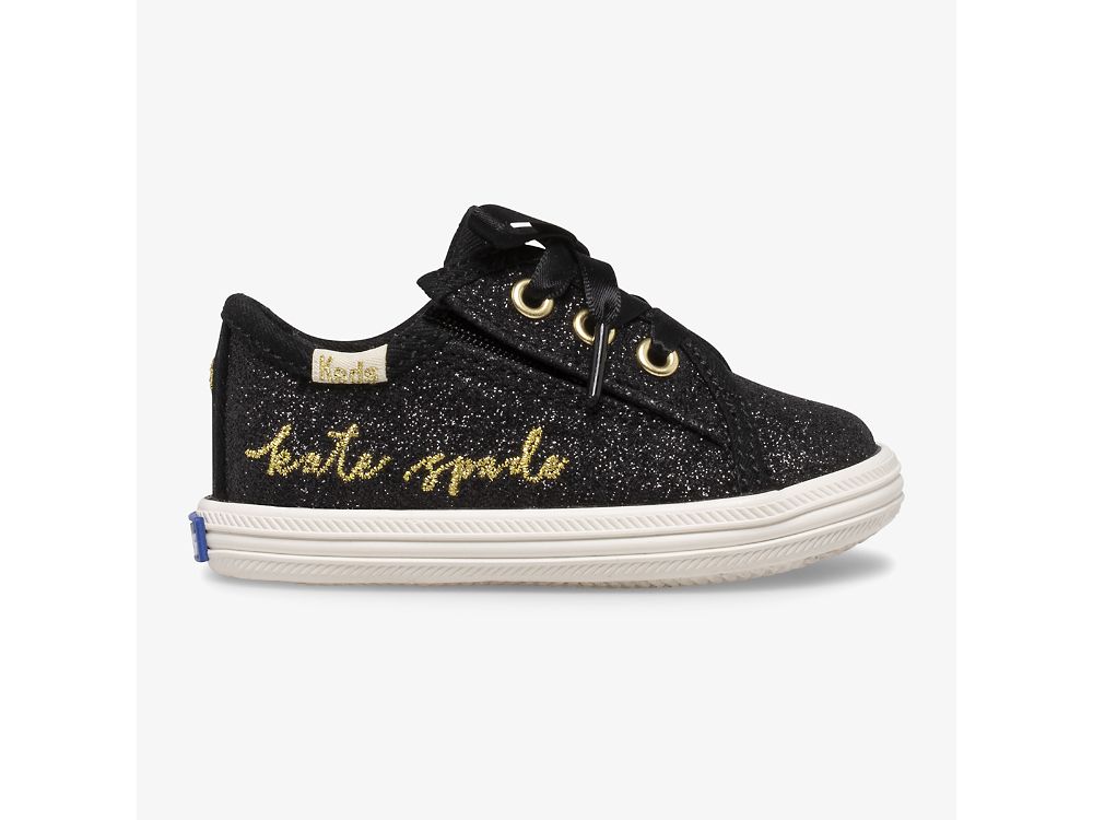 Keds Kate Spade New York Kickstart Glitter Crib Joggesko Jente Svarte | NO-33465