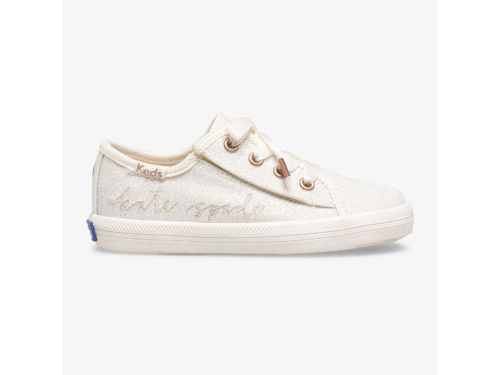 Keds Kate Spade New York Kickstart Jr Ivory Glitter Joggesko Jente Hvite | NO-22569