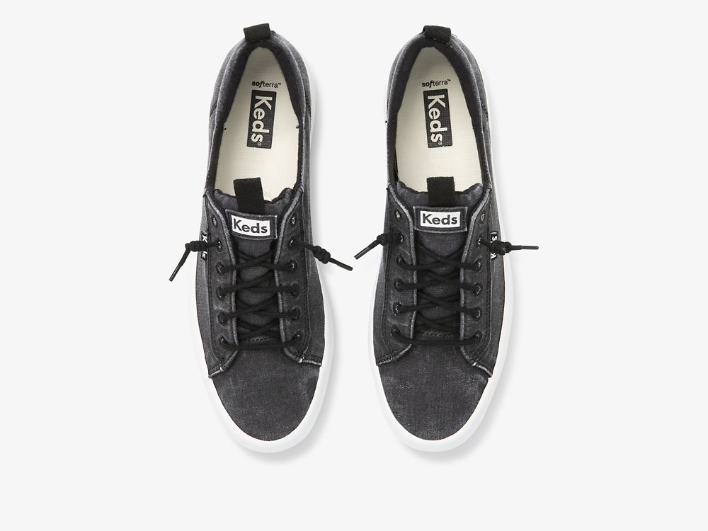 Keds Kickback Canvas Washable SlipOnSneakers Dame Svarte | NO-11251