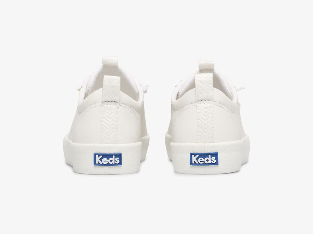 Keds Kickback Lær Lær Sneakers Dame Hvite | NO-83431