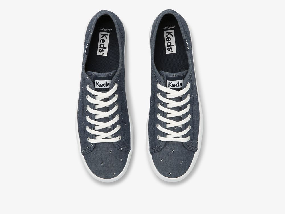 Keds Kickstart Dobby Jacquard Tennis Sko Dame Marineblå | NO-48145