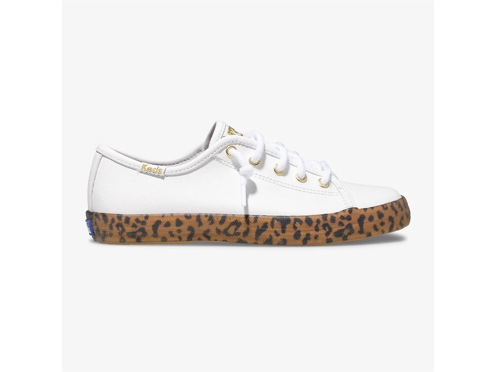 Keds Kickstart Leopard Foxing Sneaker Joggesko Jente Hvite | NO-90637