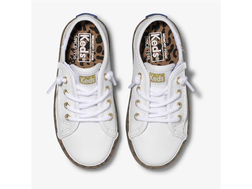 Keds Kickstart Leopard Foxing Sneaker Jr Joggesko Jente Hvite Leopard | NO-07516