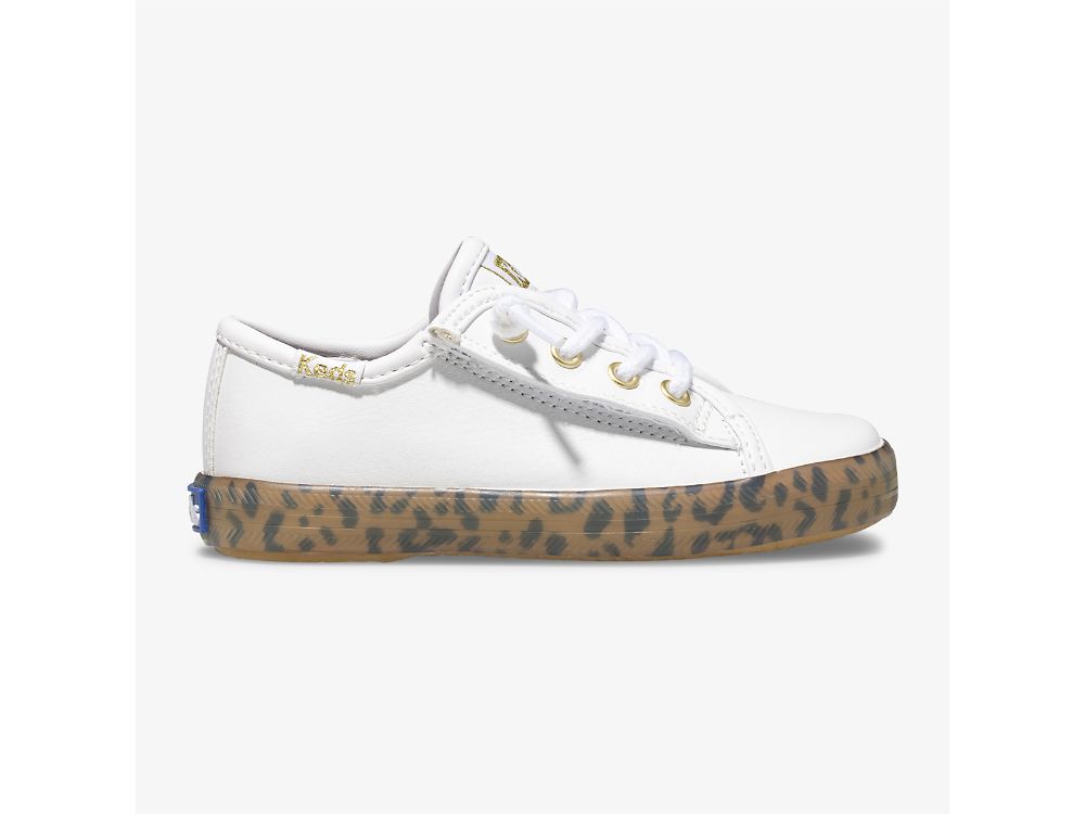 Keds Kickstart Leopard Foxing Sneaker Jr Joggesko Jente Hvite Leopard | NO-07516