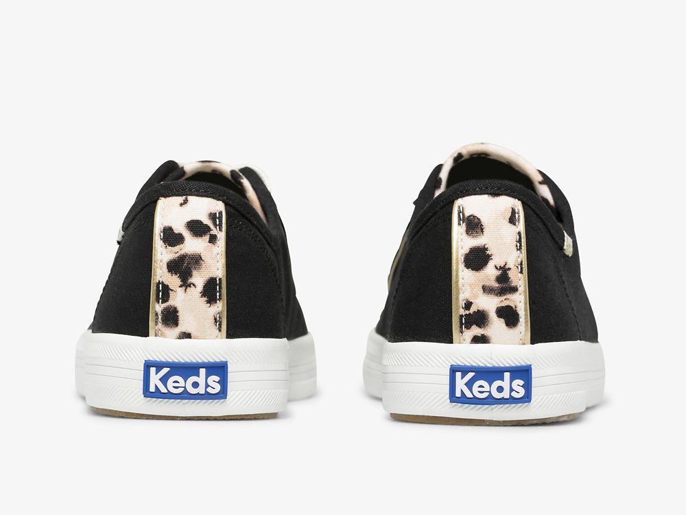 Keds Kickstart Leopard Pop Canvas Tennis Sko Dame Svarte | NO-02270