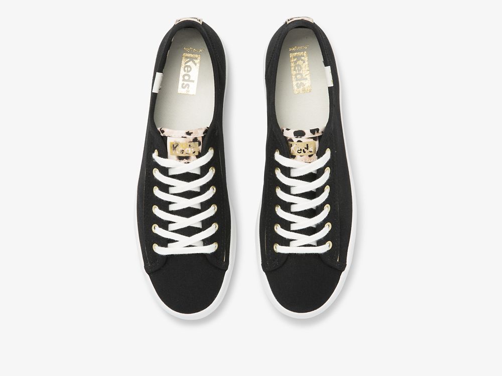 Keds Kickstart Leopard Pop Canvas Tennis Sko Dame Svarte | NO-02270