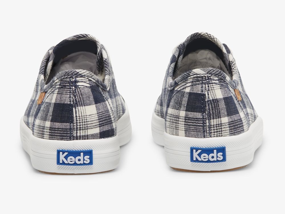 Keds Kickstart Linen Plaid Tennis Sko Dame Blå Multicolor | NO-73097