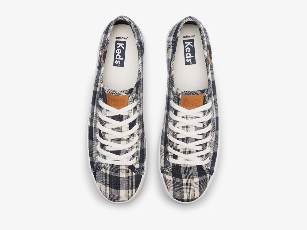 Keds Kickstart Linen Plaid Tennis Sko Dame Blå Multicolor | NO-73097