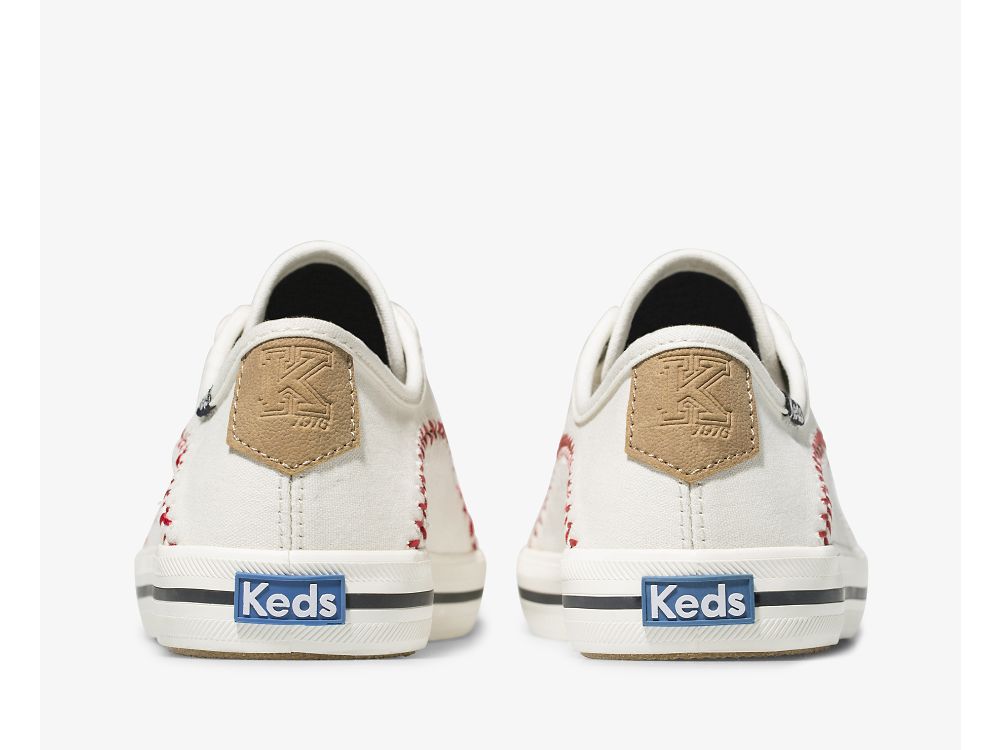 Keds Kickstart Pennant Canvas Snøresko Dame Pisket Krem | NO-83213