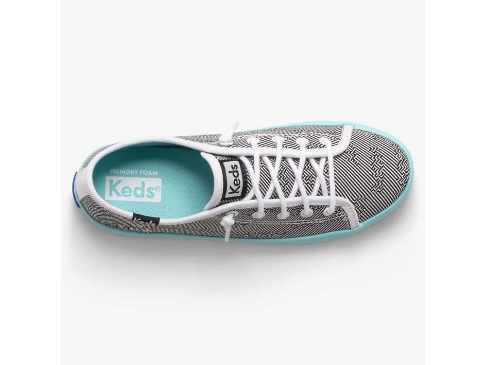 Keds Kickstart Seasonal Joggesko Jente Svarte Hvite Turkis | NO-97141