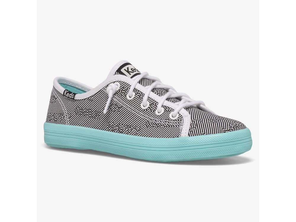 Keds Kickstart Seasonal Joggesko Jente Svarte Hvite Turkis | NO-97141