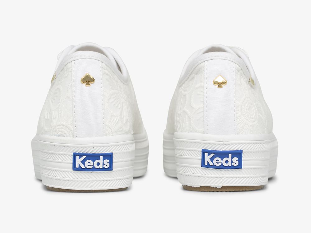 Keds Ksny Triple Kick Floral Eyelet Pearls Snøresko Dame Hvite | NO-68706