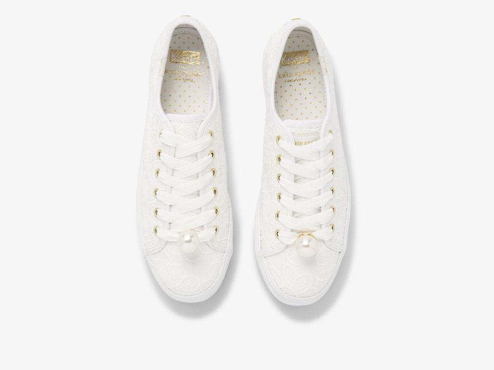 Keds Ksny Triple Kick Floral Eyelet Pearls Snøresko Dame Hvite | NO-68706