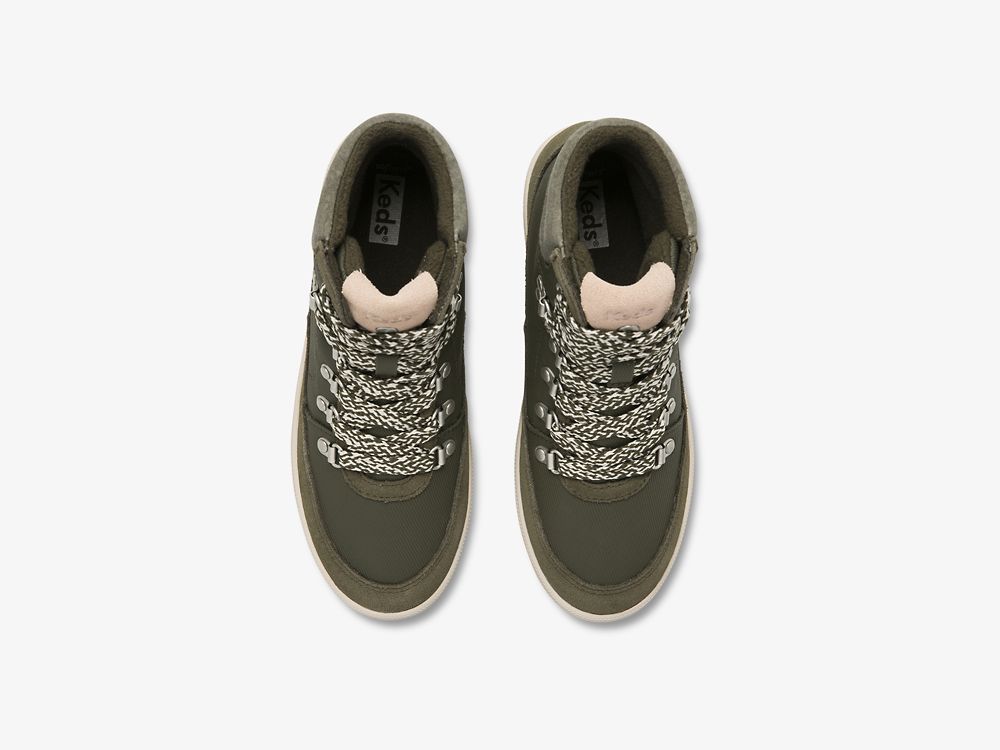 Keds Midland Boot Semsket Skinn & Splash Twill w/ Thinsulate™ Snøresko Dame Grønn | NO-54755