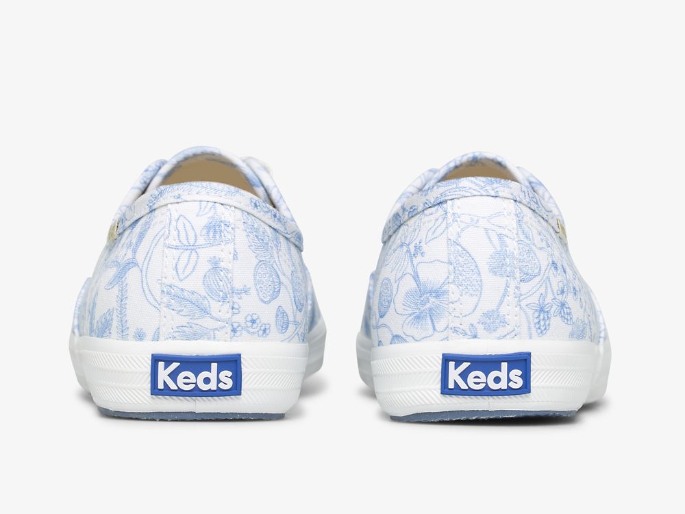 Keds Rifle Paper Co. Champion Aviary Snøresko Dame Hvite Blå | NO-38009