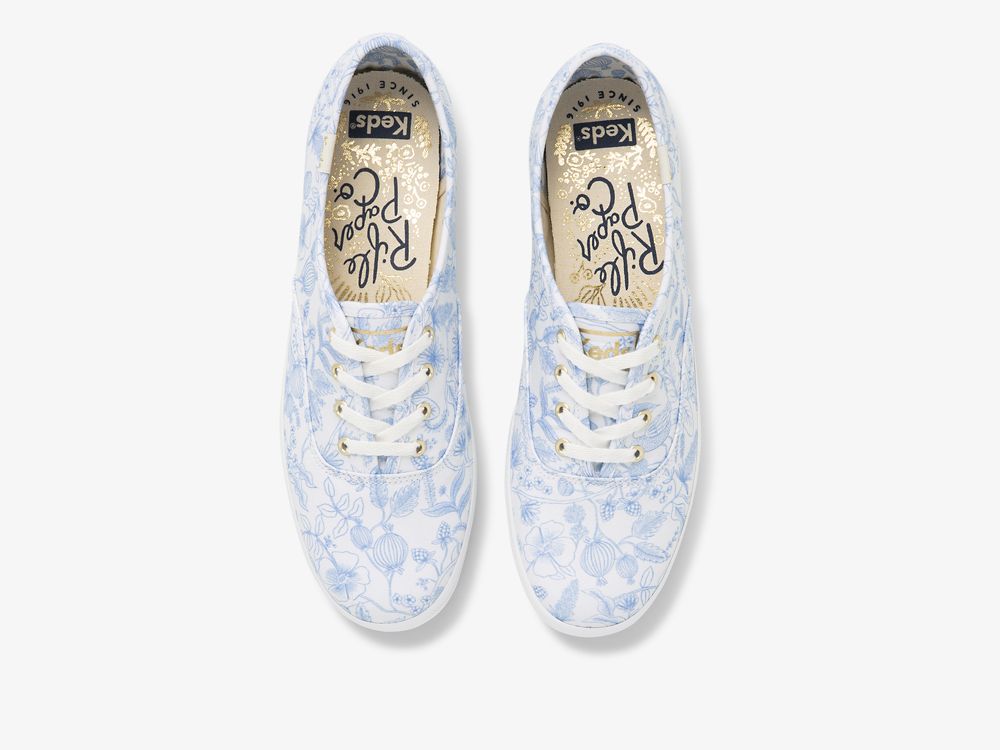 Keds Rifle Paper Co. Champion Aviary Snøresko Dame Hvite Blå | NO-38009