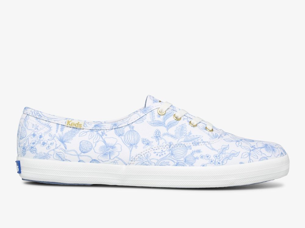 Keds Rifle Paper Co. Champion Aviary Snøresko Dame Hvite Blå | NO-38009