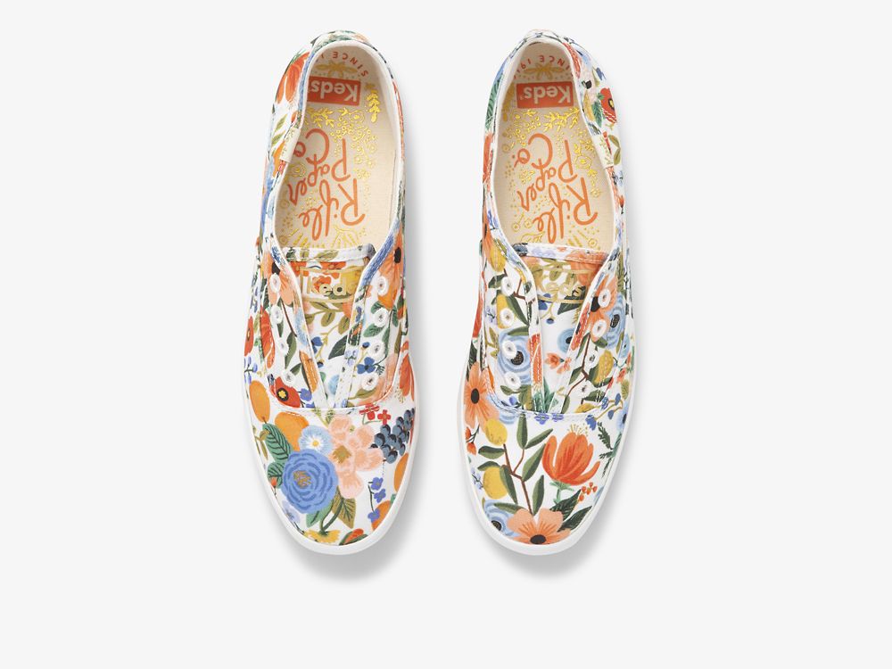 Keds Rifle Paper Co. Chillax Citrus Garden Party SlipOnSneakers Dame Hvite Multicolor | NO-39383