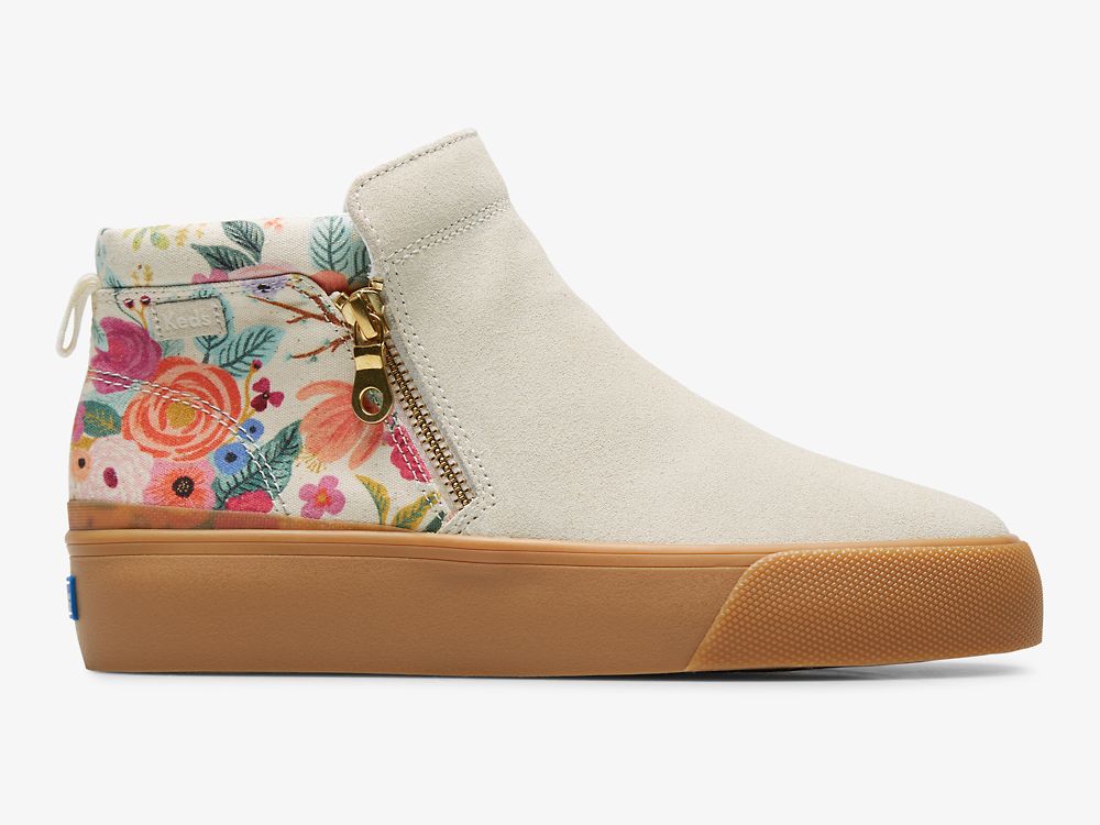 Keds Rifle Paper Co. Cooper Zip Bootie Garden Party Støvler Dame Brune | NO-33042