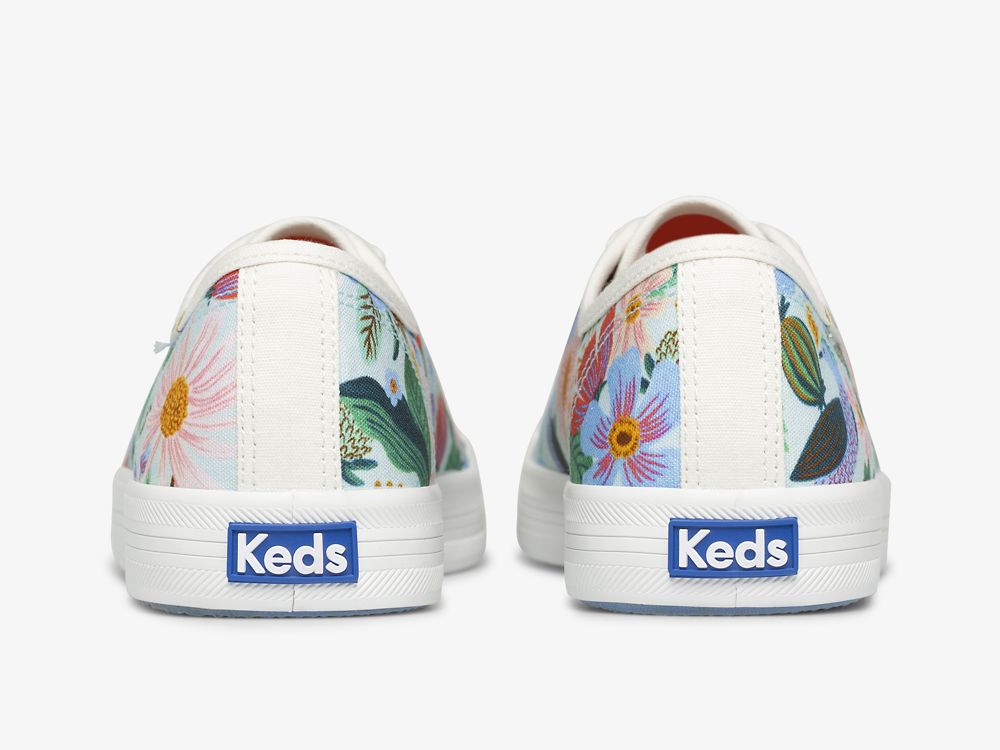 Keds Rifle Paper Co. Kickstart Dovecote Snøresko Dame Mint | NO-49356