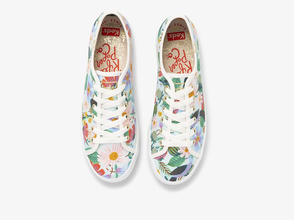 Keds Rifle Paper Co. Kickstart Dovecote Snøresko Dame Mint | NO-49356