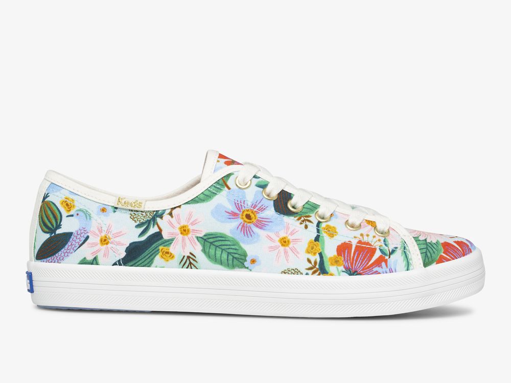 Keds Rifle Paper Co. Kickstart Dovecote Snøresko Dame Mint | NO-49356