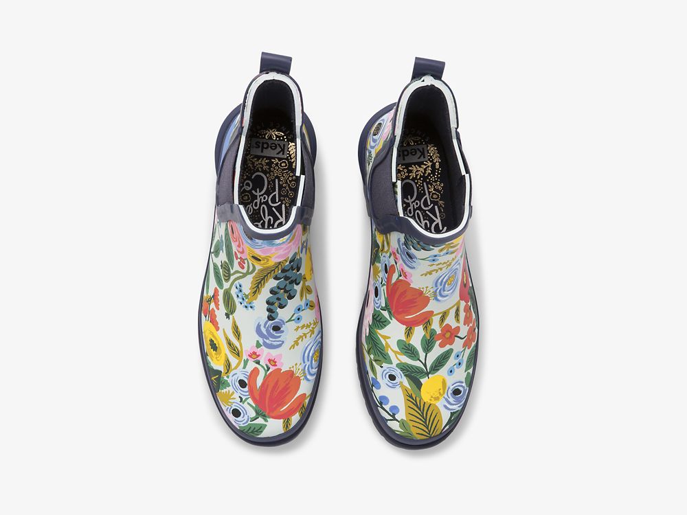 Keds Rifle Paper Co. Rowan Rain Boot Garden Party Gummistøvler Dame Marineblå Multicolor | NO-99070