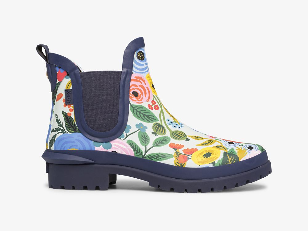 Keds Rifle Paper Co. Rowan Rain Boot Garden Party Gummistøvler Dame Marineblå Multicolor | NO-99070