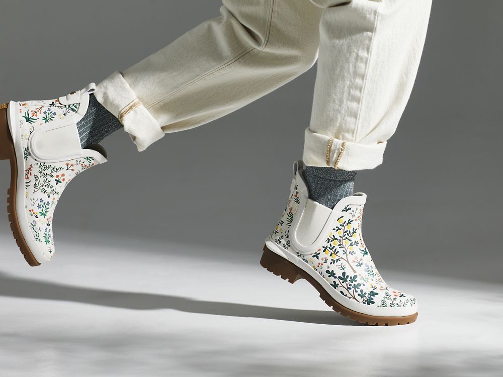 Keds Rifle Paper Co. Rowan Rain Boot Menagerie Gummistøvler Dame Hvite Grønn | NO-37421