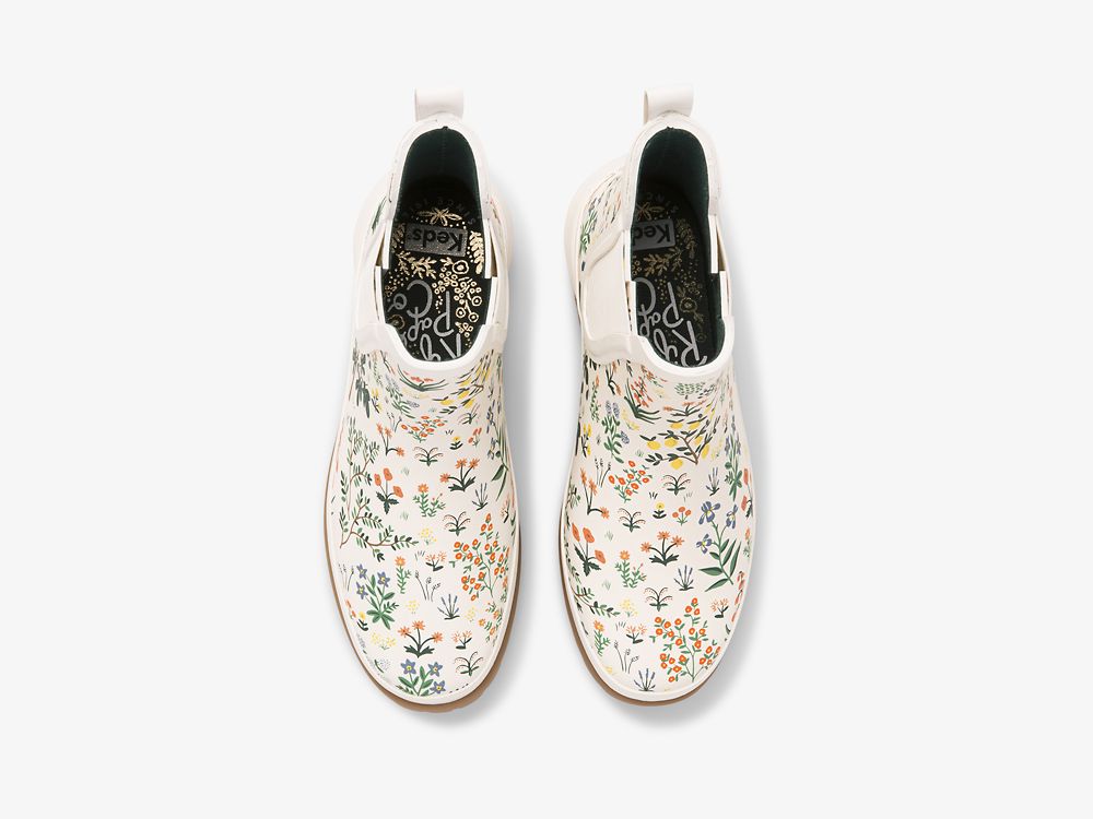 Keds Rifle Paper Co. Rowan Rain Boot Menagerie Gummistøvler Dame Hvite Grønn | NO-37421