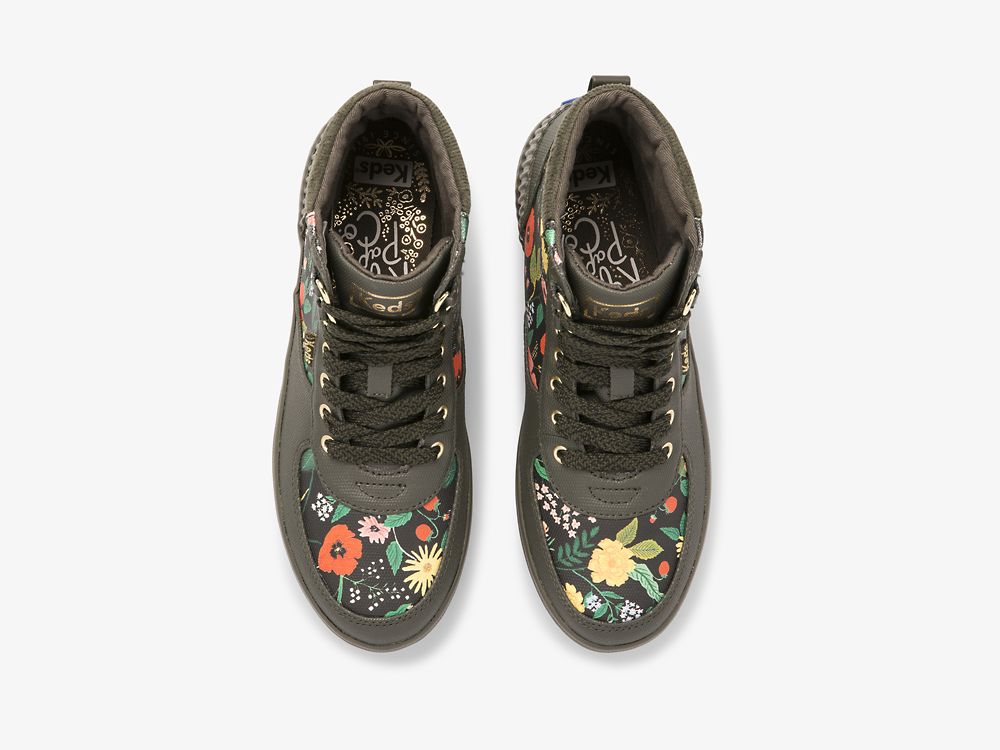 Keds Rifle Paper Co. Scout Boot Vann-resistant Botanical Canvas W/ Thinsulate™ Snøresko Dame Olivengrønne | NO-40682