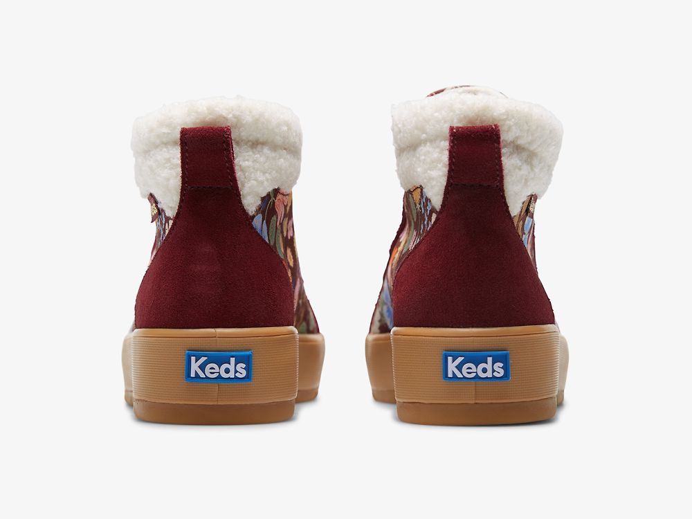 Keds Rifle Paper Co. Tahoe Nouveau Semsket Skinn Støvler Dame Burgunder | NO-02915