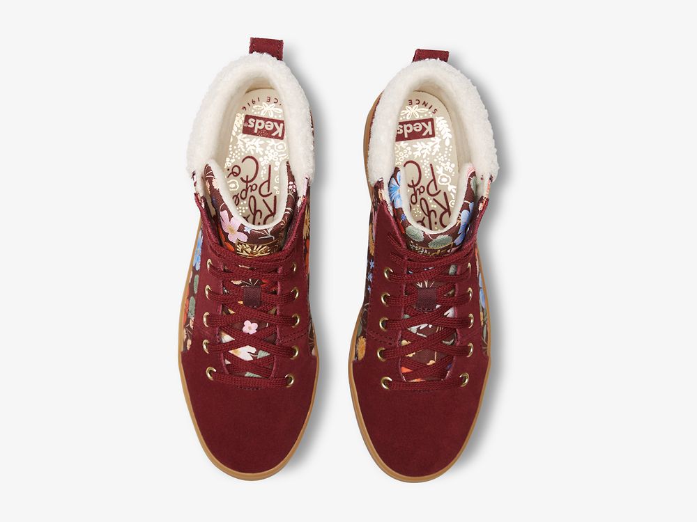 Keds Rifle Paper Co. Tahoe Nouveau Semsket Skinn Støvler Dame Burgunder | NO-02915