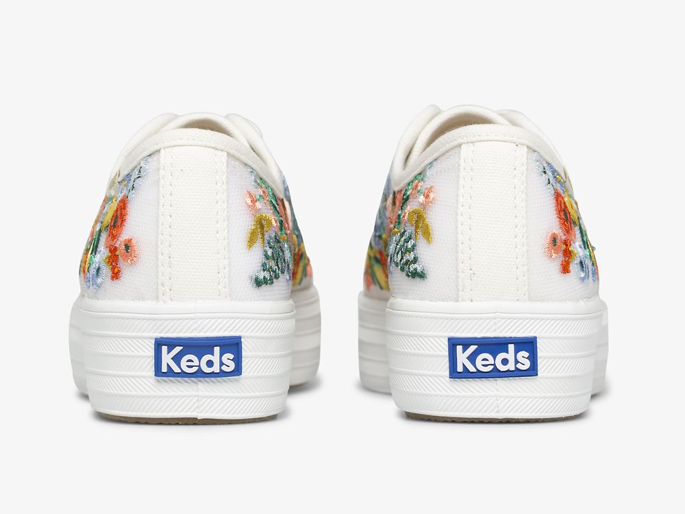 Keds Rifle Paper Co. Triple Kick Citrus Garden Party Snøresko Dame Hvite | NO-23345