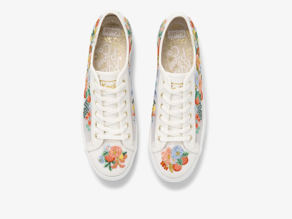 Keds Rifle Paper Co. Triple Kick Citrus Garden Party Snøresko Dame Hvite | NO-23345